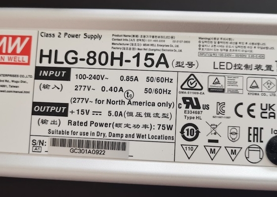 Meanwell Driver HLG-serie 40W 60W 80W 100W 120W 150W 185W Waterdicht Driver IP65 IP67 12V 15V 24V 36V 48V 56V