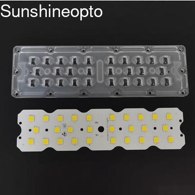 100W 12PCS 7070 LED PCB Board met 158×103° Type II optische LED-lens